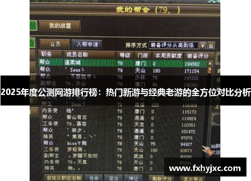 2025年度公测网游排行榜:热门新游与经典老游的全方位对比分析 2025年度公测网游排行榜:热门新游与经典老游的全方位对比分析